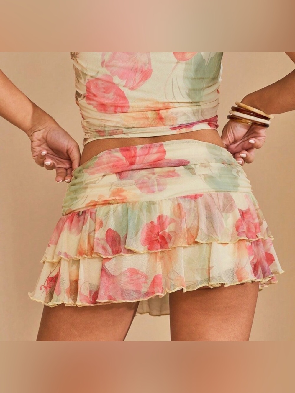 Floral Ruffle Mini Skirt - Picture 2 of 4